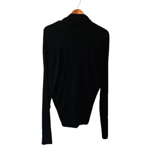 Karen Kane Black Wrap Top L Large Kinit Rayon Blend Blouse - Picture 8 of 12